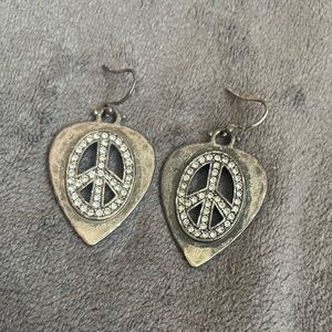 Lucky Brand Peace Sign Guitar Pick Earrings